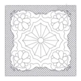 Classic Floral #3 Quilt Block Embroidery Design