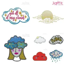 Cloud Embroidery Designs Bundle (7 Designs)