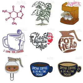 Coffee Lover Embroidery Designs Bundle