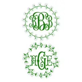 Cotton Wreath Monogram Frame SVG Cuttable Design