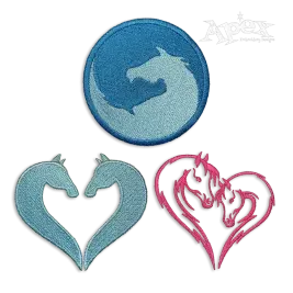 Couple Horses Heart Yin Yang Pack Machine Pack Embroidery by Apex All