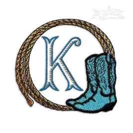 Cowboy Lasso Rope and Boots Frame Machine Embroidery Design by Apex