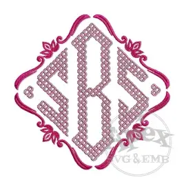 Cross Stitch Diamond Monogram Embroidery Font SBS