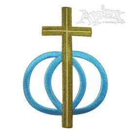 Cross Wedding Rings Embroidery Design
