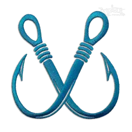 Fisherman Crossed Fishing Bait Hooks Fish Love Machine Embroidery Design