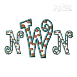 Curlz Polka Dot Machine Embroidery Font by Apex Designs