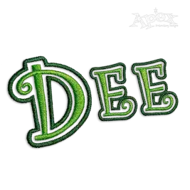 Curlz Wide 2-Color Outline Machine Embroidery Font by Apex Design