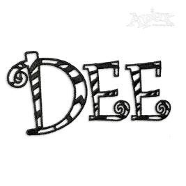 Curlz Zebra Stripe Machine Embroidery Font by Apex Designs