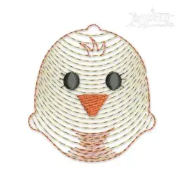 Cute Baby Chick Sketch Embroidery Design