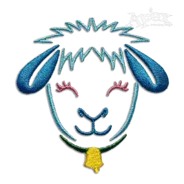 Cute Goat Face Simple Outline Farm Animal Machine Embroidery Designs.