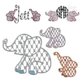 Cute Sitting Elephant Bundle embroidey