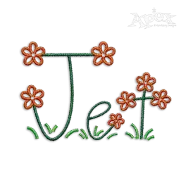 Daisy with Grass Machine Embroidery Font by Apex Designs