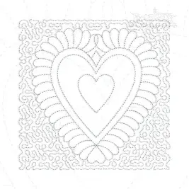 Decorative Heart Quilt Block Embroidery Design