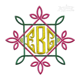 Diamond Triangle Monogram Fishtail Machine Embroidery Font Frame