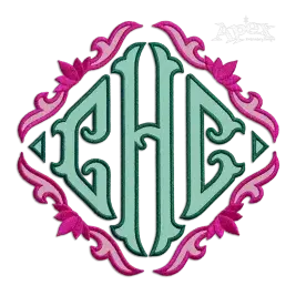 Diamond Triangle Monogram Fishtail Machine Embroidery Font Applique Frame