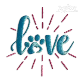 Love Word with Pet Dog Paw Print #2 Machine Embroidery | Apex