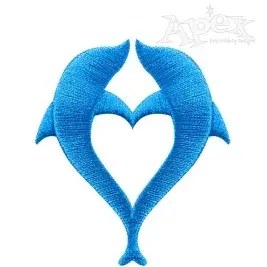 Dolphin Heart Embroidery Design