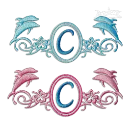 Dolphins Monogram Machine Embroidery Frames by Apex Digitized
