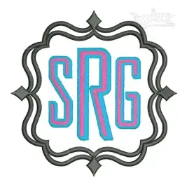 Dual Quadruple Monogram Frame Embroidery Design