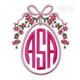 Easter Egg Shaped Monogram Embroidery Font Bow Frames