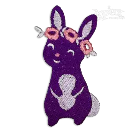 Cute Rabbit with Flower Wreath Machine Embroidery Design