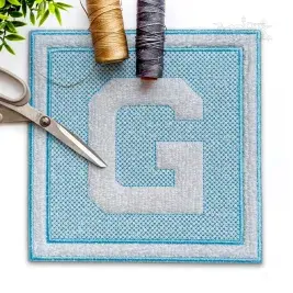 Embossed Frame Machine Embroidery Monogram Font - Apex G