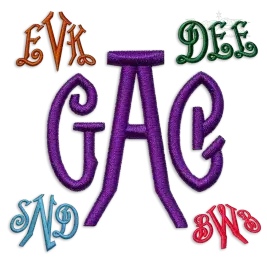 English Monogram Puff Embroidery Font 