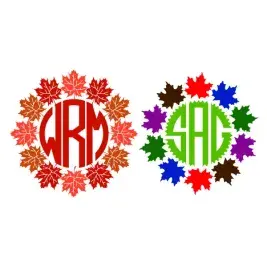 Fall Leaves Monogram Frame SVG Cuttable Design