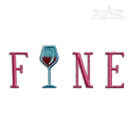 Fine Wordart Wine Machine Embroidery Design