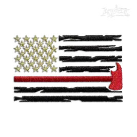 Firefighter Axe USA American Patriotic Flag Embroidery Designs