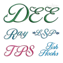 Fish Fishing Hooks Script Machine Embroidery Font - Apex