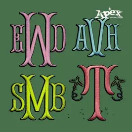 Fishtail Machine Embroidery Font Letters by Apex digitizing