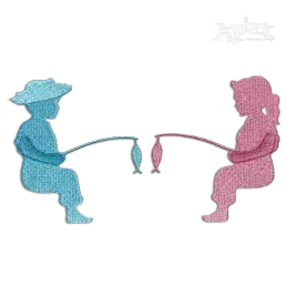 Fishing Kids Silhouette Machine Embroidery Designs by Apex Digitizing