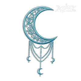 Floral Crescent Moon Embroidery Designs