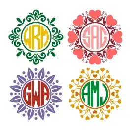 Floral Monogram SVG Cuttable Frames