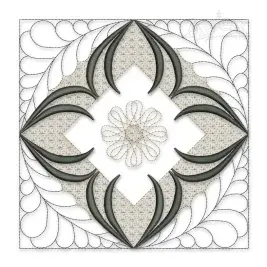 Floral Quadruple Pattern Quilt Block Embroidery Design
