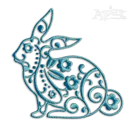 Floral Easter Bunny Rabbit Machine Embroidery Design - Apex