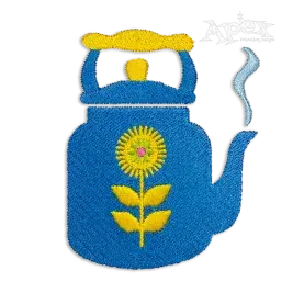 Floral Flower Tea Pot Teapot Kettle Embroidery Designs