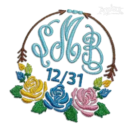 Flowers Arrows Monogram Machine Embroidery Frames Digitized by Apex