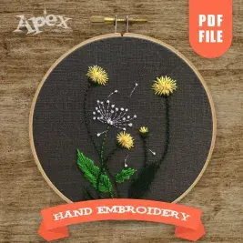 Flower Dandelion Hand Embroidery Pattern
