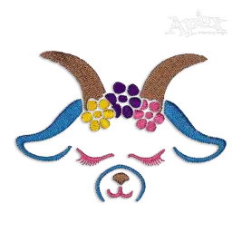 Floral Goat Face Machine Animal Embroidery Design by Apex