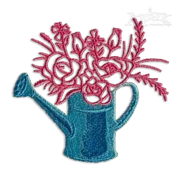 Flowers Water Can Embroidery Design