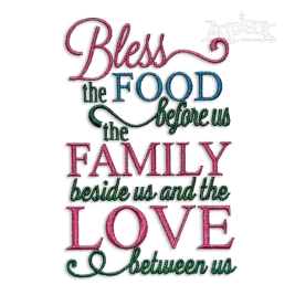 Food, Family and Love Embroidery Design