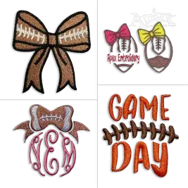 Football Bow Tie Pack Machine Embroidery Designs by Apex All one