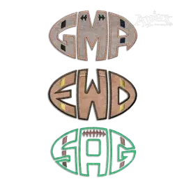 Football Oval Machine Monogram Embroidery Font by Apex