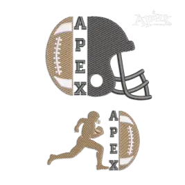 Football Split Frame Monogram Player Helmet Machine Embroidery Design by Apex