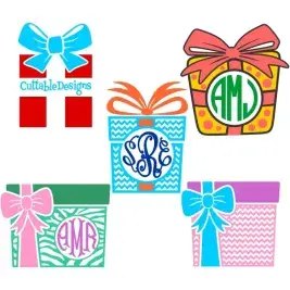Gift Box Svg Monogram Cuttable Design Frames