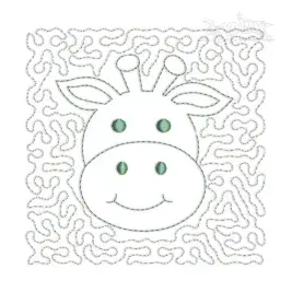 Giraffe Face Quilt Block Embroidery Design