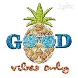 Good Vibes Only Pineapple Machine Embroidery Design
