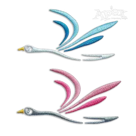 Flying Heron or Goose Bird Geese Machine Embroidery Design